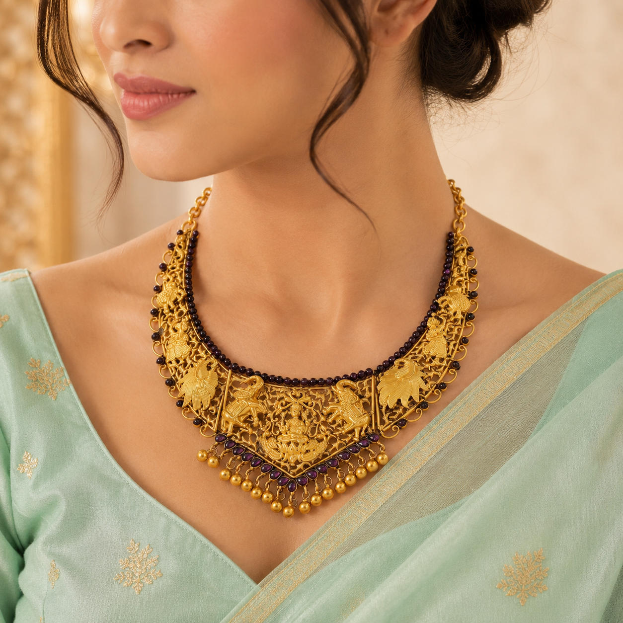 Devanshi Royal Peacock Silver Necklace