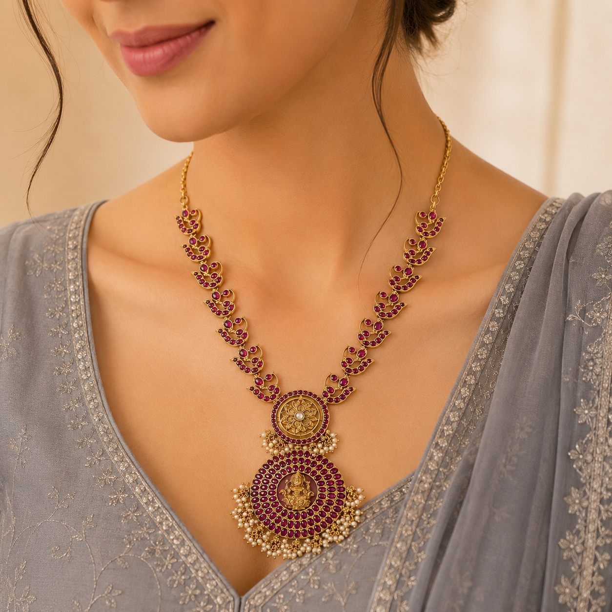 Jiya Divine Lakshmi Silver Necklace