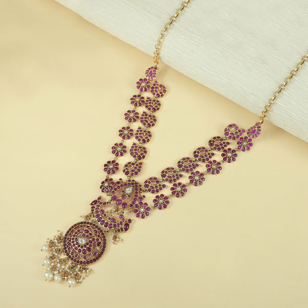 Anvika Floral & Paisley Design Silver Necklace