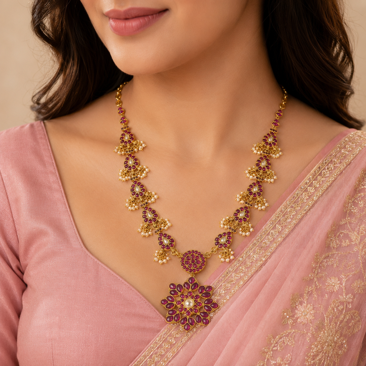Anvika Floral Delicate Cluster Silver Necklace