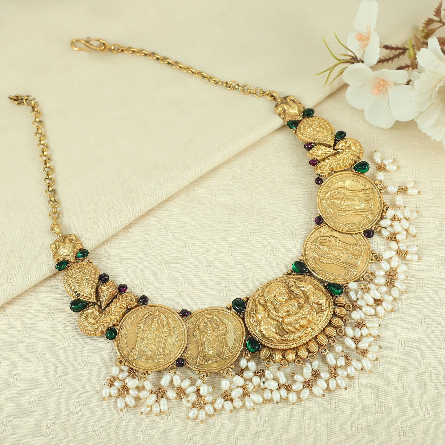 Shradha Gold Plated Coin Silver Necklace