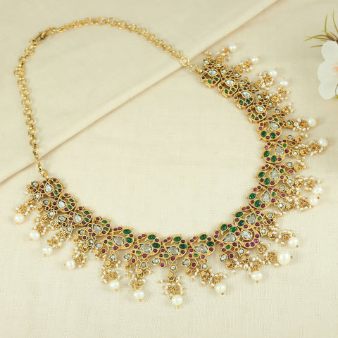 Varnika Kundan Pearl Silver Necklace
