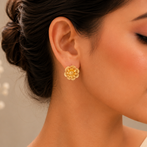 Devanshi Floral Elegance Gold Earrings