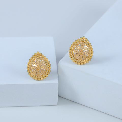Nandini Drop Flower Gold Earrings