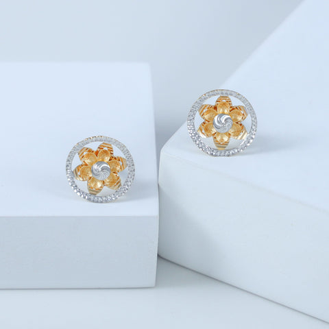 Lakshita Floral Halo Gold Earrings