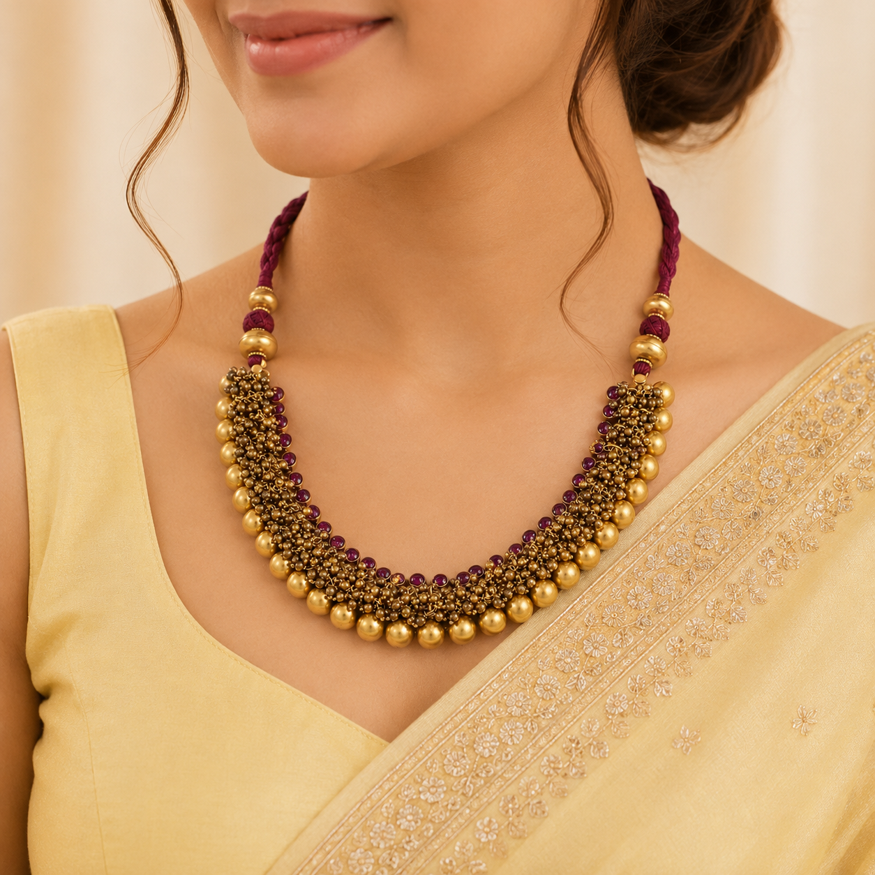 Ridhira Layered Ethnic Styling Silver Necklace