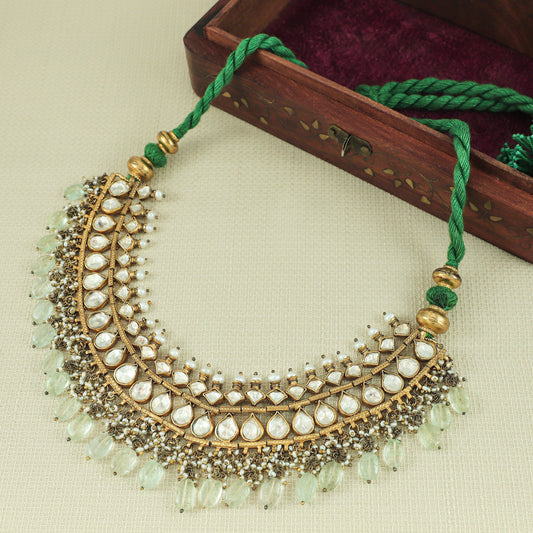 Divika Gold Plated Kundan Silver Necklace