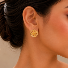 Amara Floral Star Studs Gold Earrings
