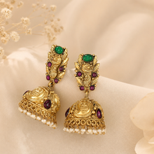 Shanaya Emerald Toned Stone Silver Jhumki