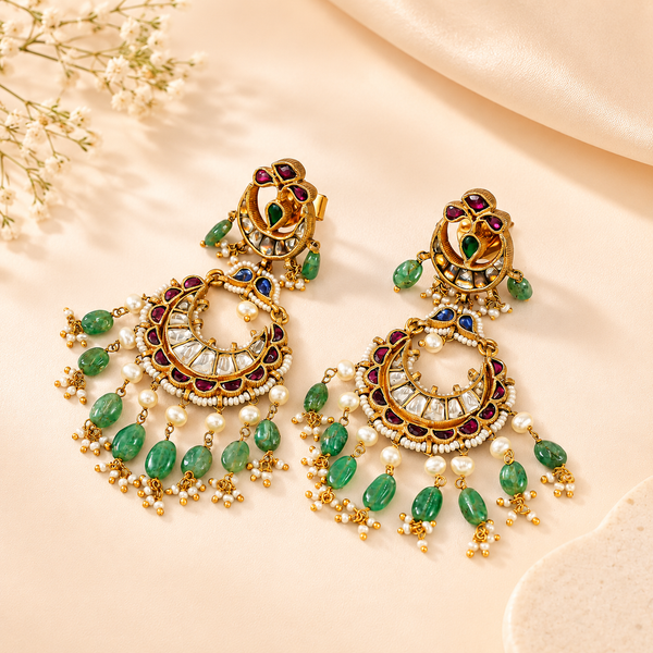 Aditi Emerald Silver Earrings