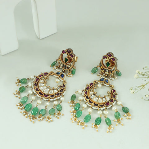 Aditi Emerald Silver Earrings