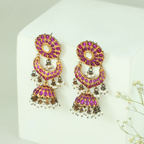 Ruhvika Floral Silver Jhumki