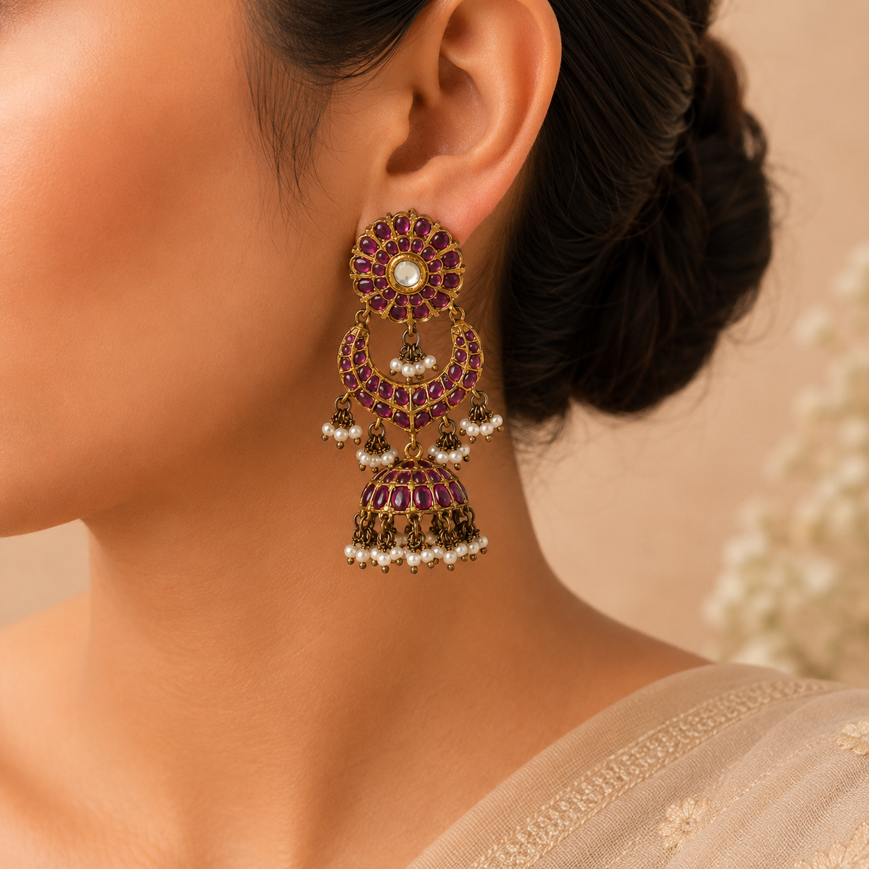 Ruhvika Floral Silver Earrings