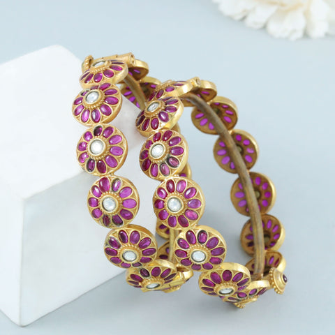 Muskaan Purple Hued Stones Silver Bangles