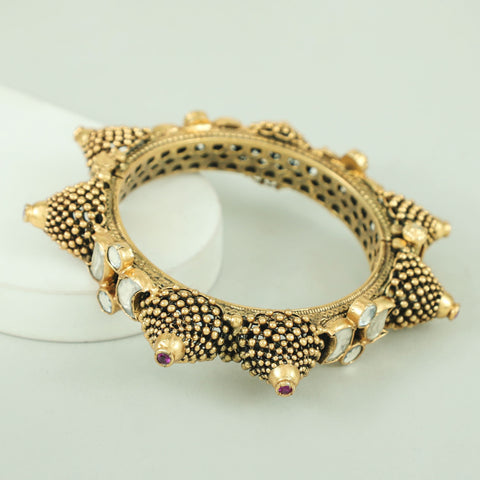 Meenakshi Traditional Kundan Style Silver Bangle
