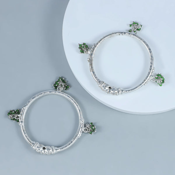 Charming Bud For Kids Silver Bangles
