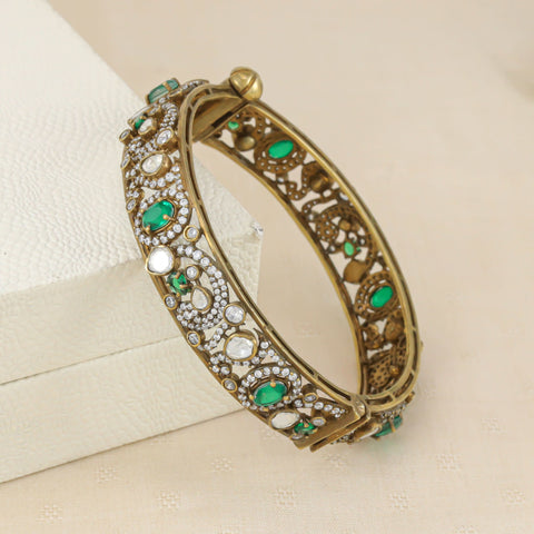 Naaz Green Elegance Silver Bangle