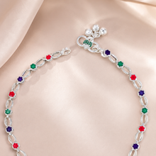 Ojasvi Multicolor Blossom Silver Anklets