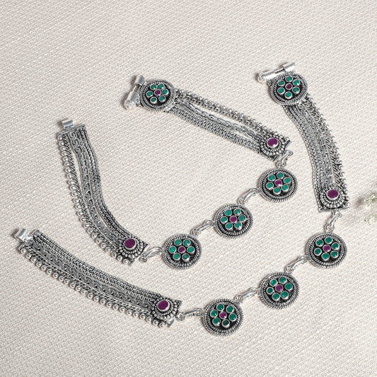 Malvika Traditional Silver Anklets