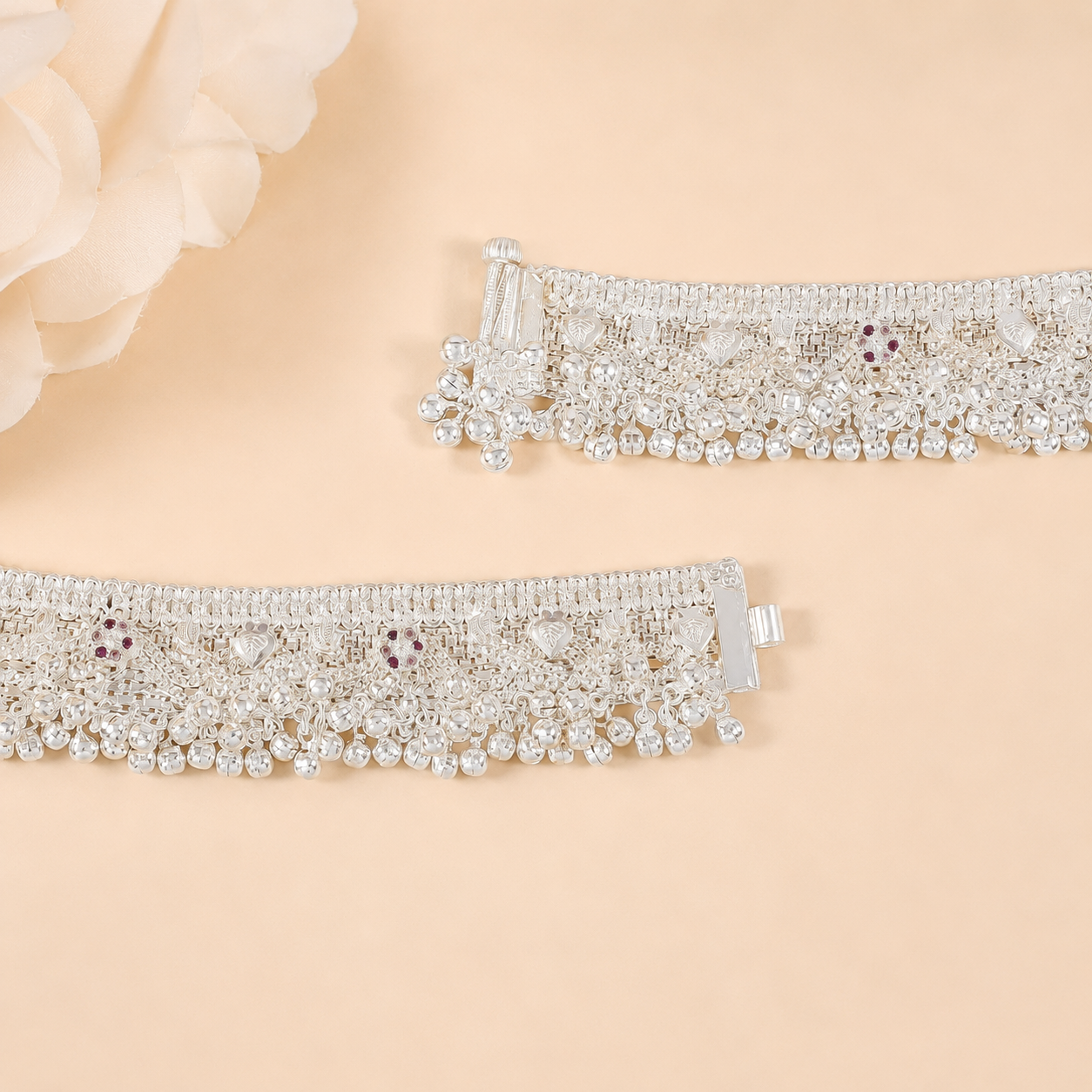 Meher Heavy Bridal Silver Anklets