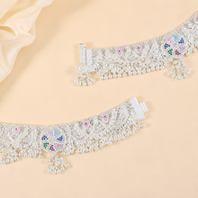Charu Peacock Color Flower Anklets