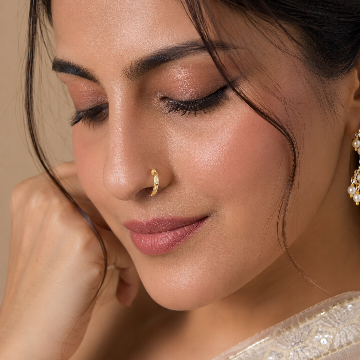 Swara Sleek Cut Gold Nose Ring
