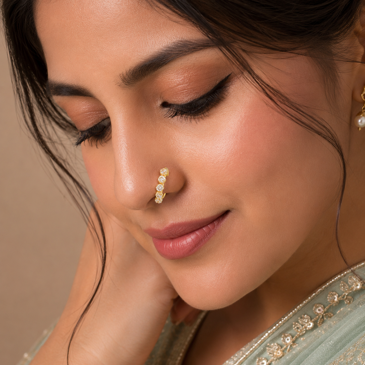 Luxe Cluster Gold Nose Ring