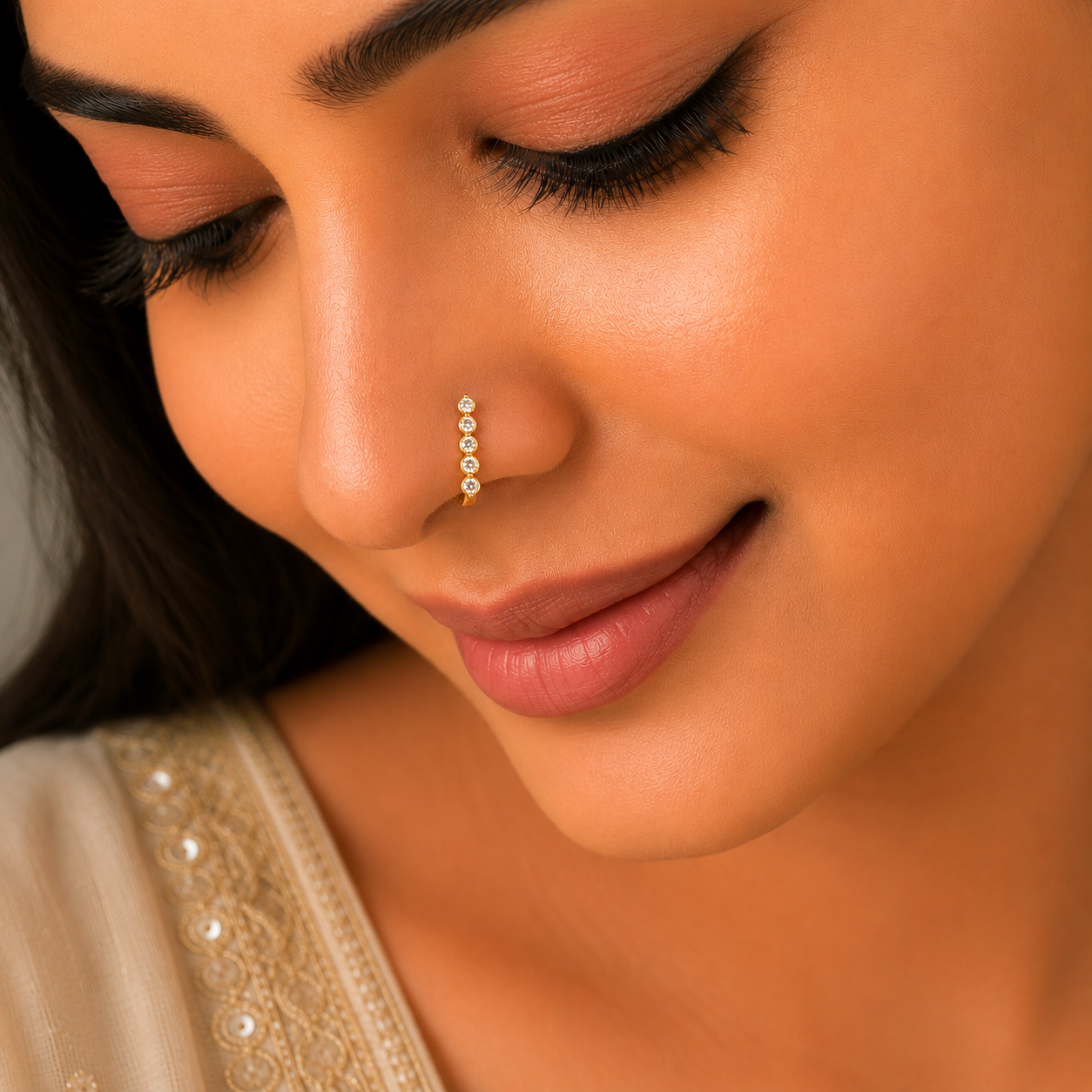 Floral Cluster Gold Nose Ring
