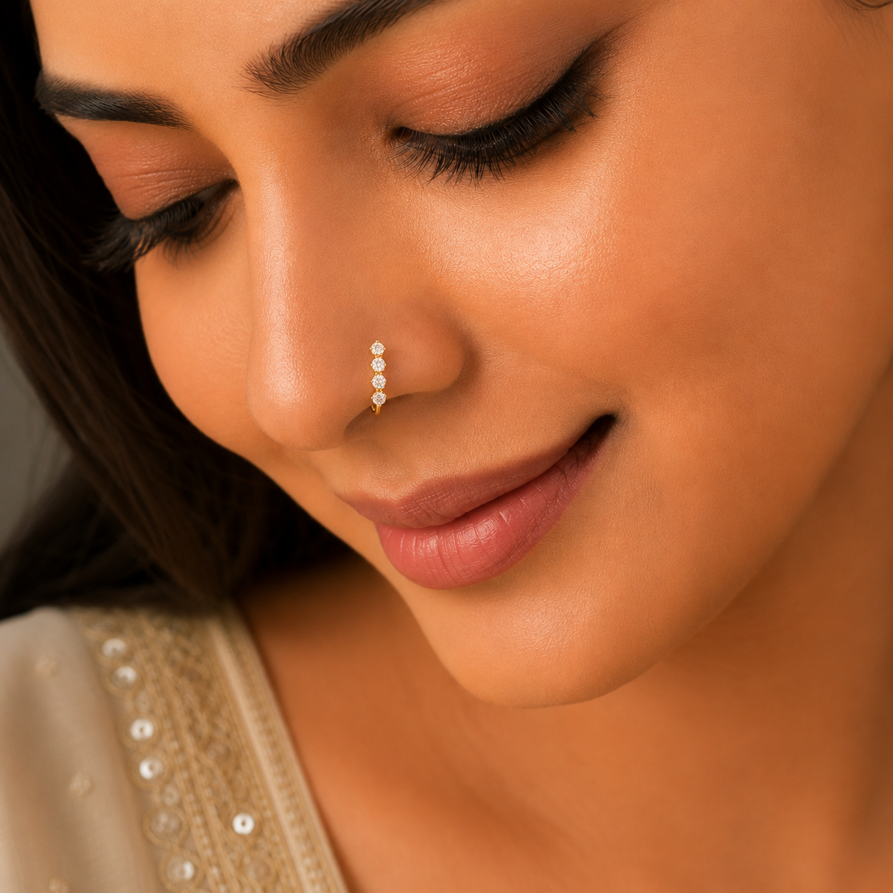 Crystal Blossom Gold Nose Ring