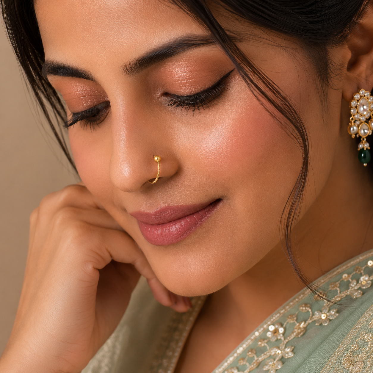 Nandini Twisted Gold Nose Ring