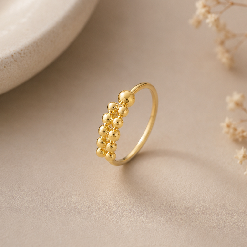 Reeva Bloom Bead Gold Nose Ring