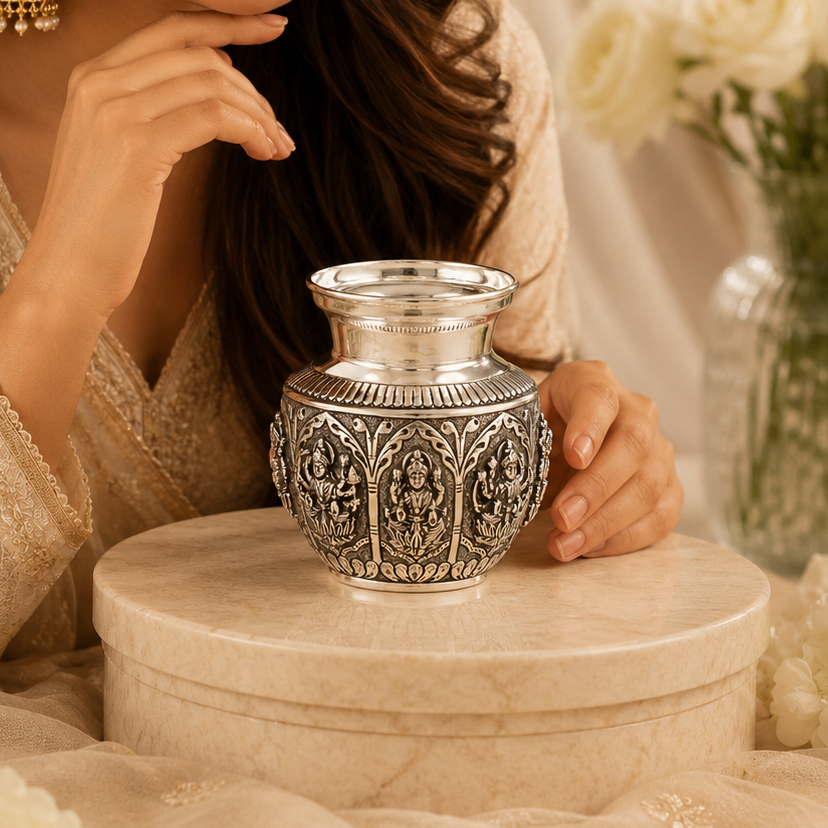 Divine Lakshmi Silver Kalash