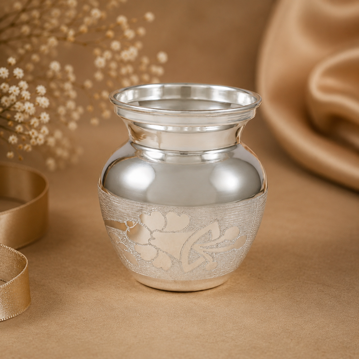 Premium Bloom Silver Kalash