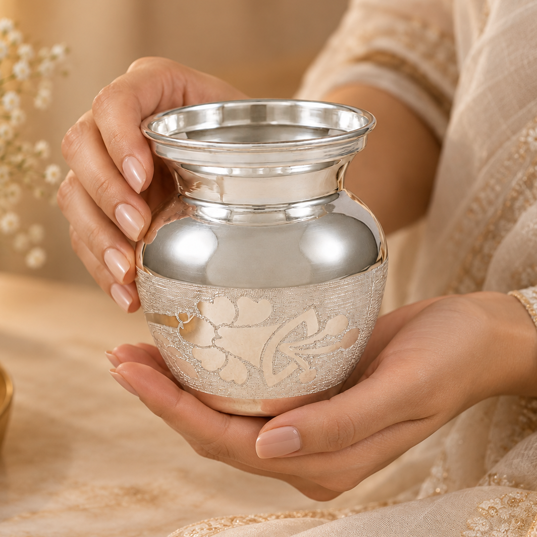 Premium Bloom Silver Kalash