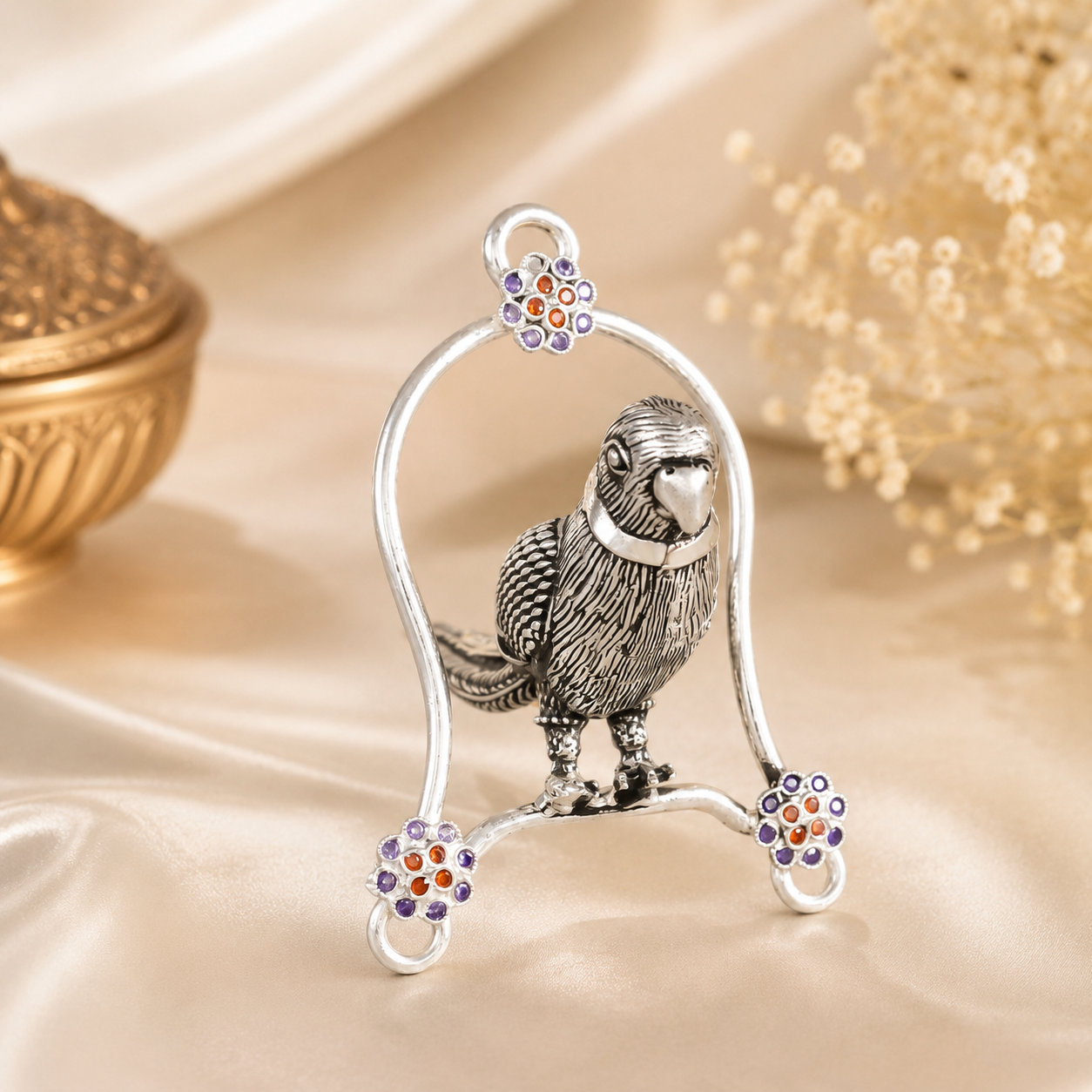 Artistic Bird Parrot Silver Showpiece