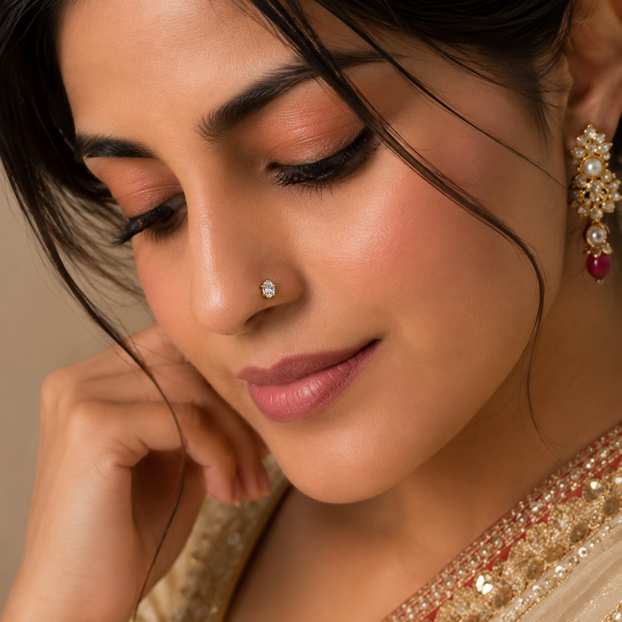 Aadhya Celeste Spark Gold Nose Pin