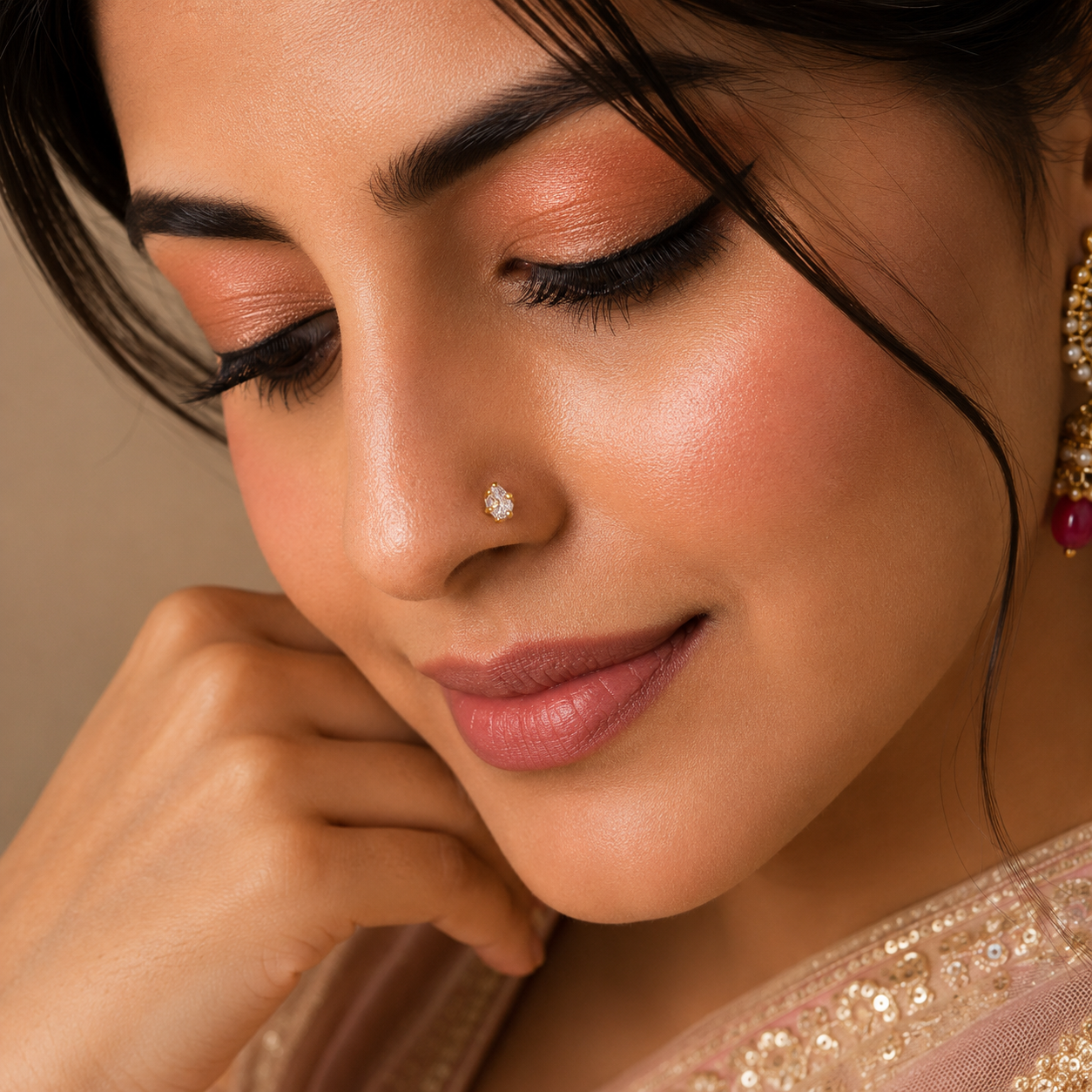 Aarohi Radiant Prism Gold Nose Pin