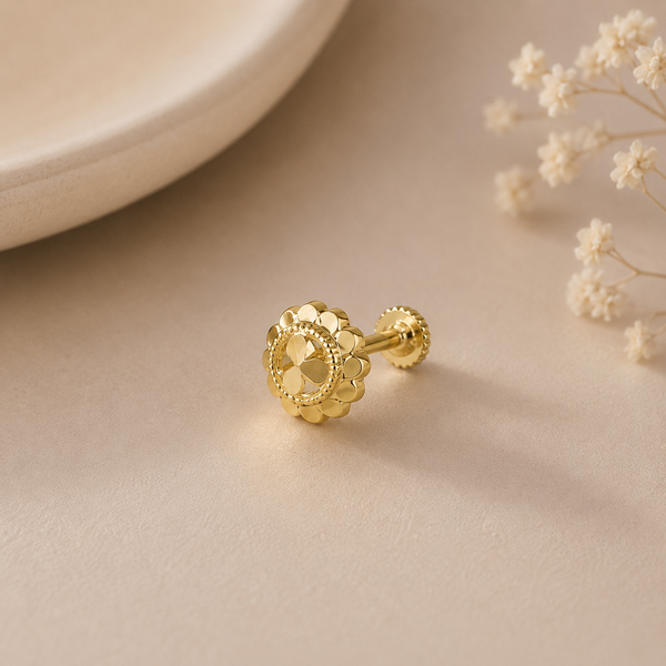 Farah Floral Petal Gold Nose Pin