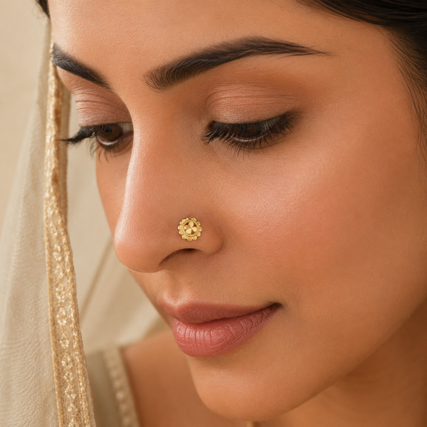 Farah Floral Petal Gold Nose Pin