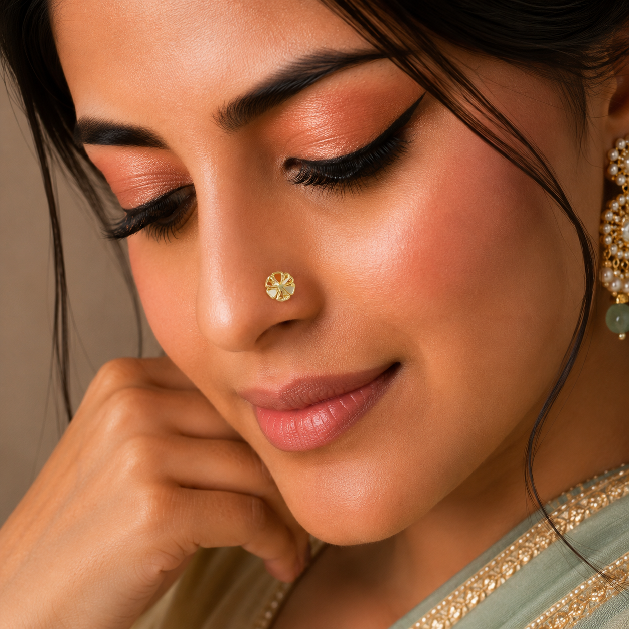 Ishika Petal Grace Gold Nose Pin