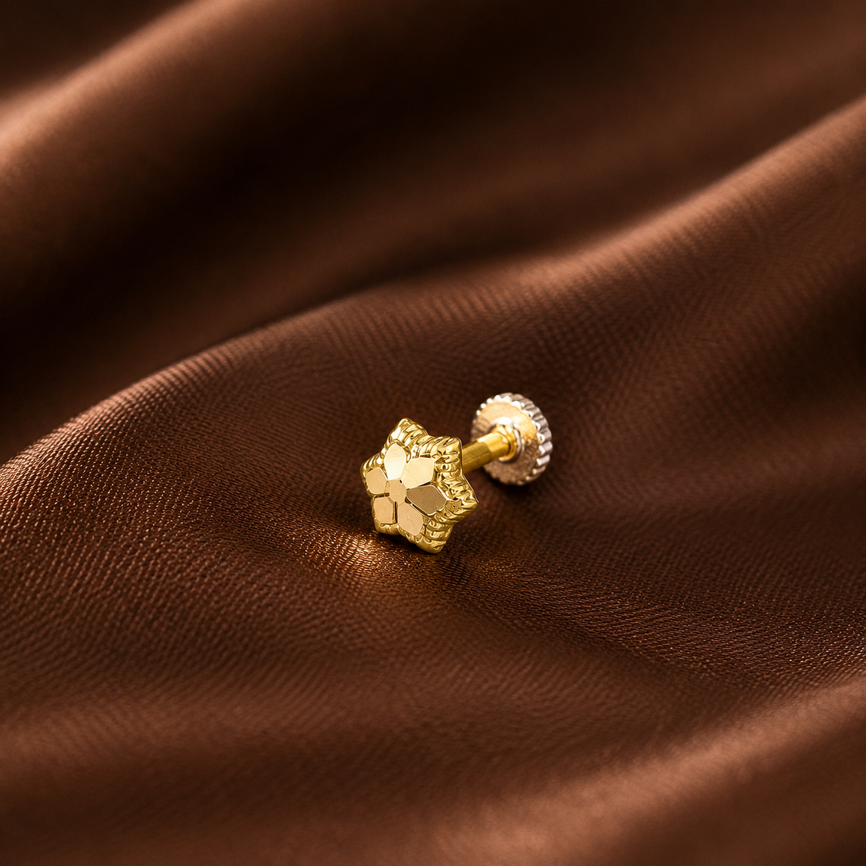 Jyoti Golden Petal Spark Gold Nose Pin