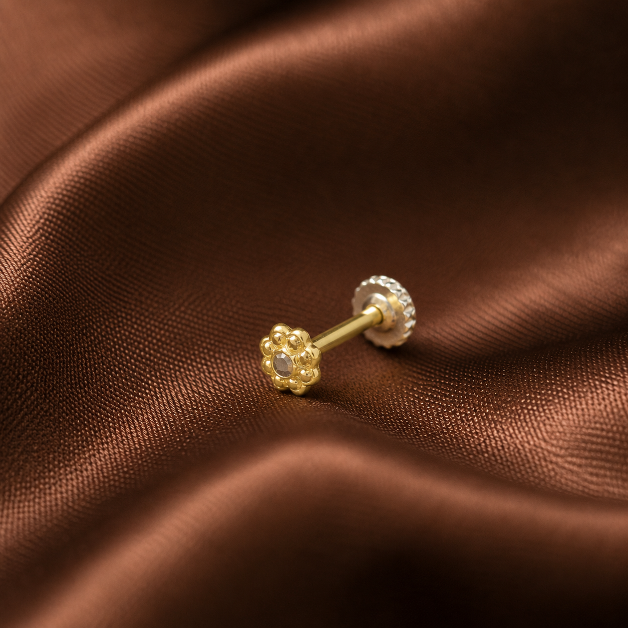 Kiara Floral Cluster Design Gold Nose Pin