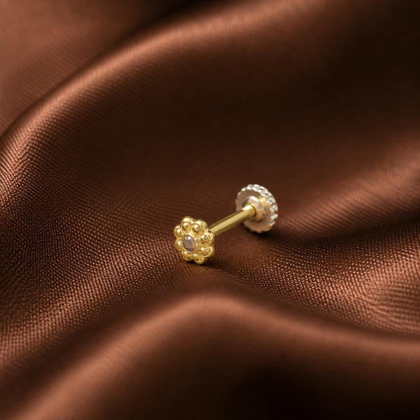 Kiara Floral Cluster Design Gold Nose Pin