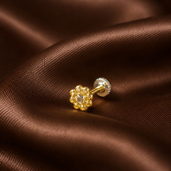 Meher Floral Style Gold Nose Pin