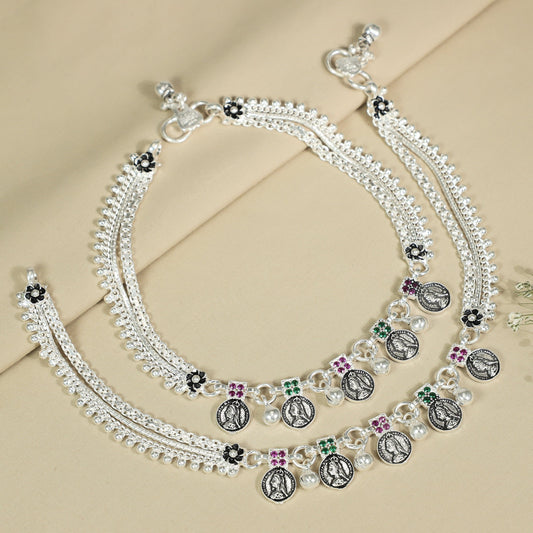 Shivani Elegant Silver Anklets