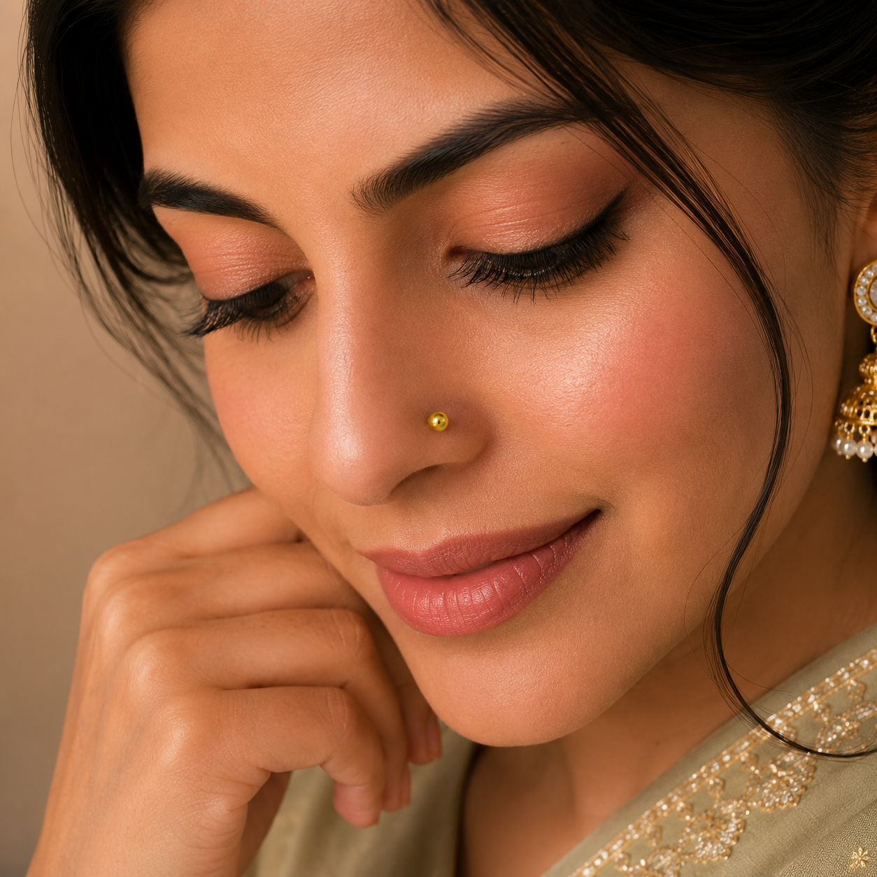 Naina Classic Glow Gold Nose Pin