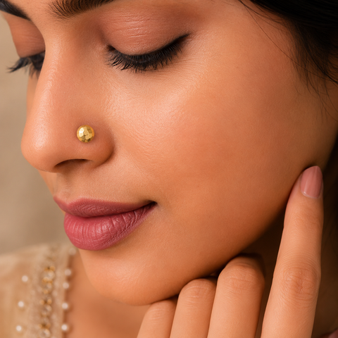 Pranavi Sleek Glow Gold Nose Pin