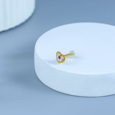 Crystal Heart Gold Nose Pin