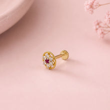 Ruby Floral Glow Gold Nose Pin