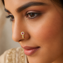 Ruby Halo Drop Gold Nose Pin